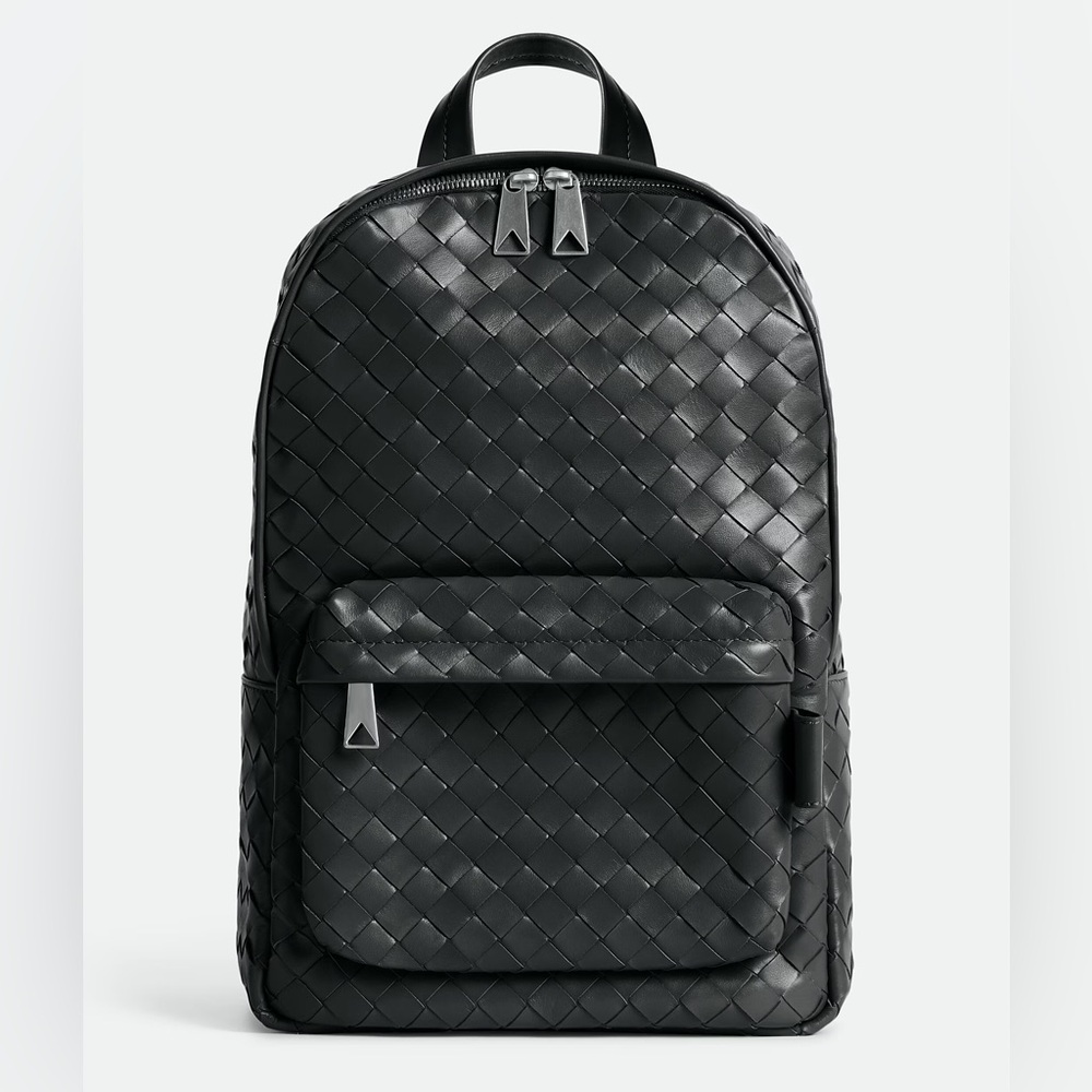 Bottega Veneta Small Intrecciato Backpack Black Rucksack $4K Italy woven leather